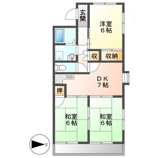 スカイコーポ森B棟【2階】の間取り