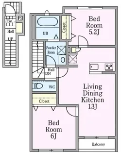 アルメールヤマチュウB棟【2階】の間取り