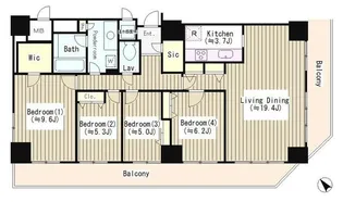 トレステージ目黒【16階】の間取り