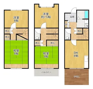 交野ユーロハイツ桜ヶ丘団地E棟の間取り