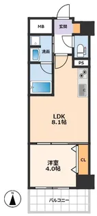レオンコンフォート大手通【9階】の間取り
