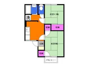 フラワーハイツA棟【2階】の間取り