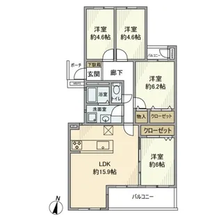 しいの木台ハイツ6号棟【4階】の間取り