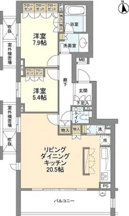 パークハウス代沢プレイス【5階】の間取り