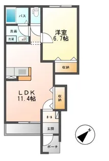 リバレイン【1階】の間取り