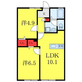 シティハイム ヒルズ四葉II【1階】の間取り