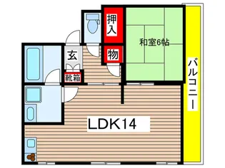 コーポ宮鍵【4階】の間取り