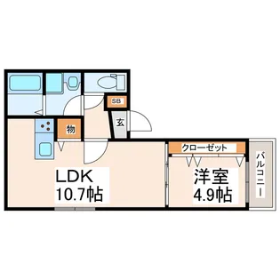 オルビスタ健軍【1階】の間取り