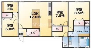 ソルナ板宿【1階】の間取り