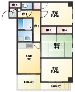 シンワ・メゾン 伊川谷【4階】の間取り