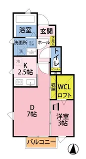 ボヌール シュエットA棟【2階】の間取り