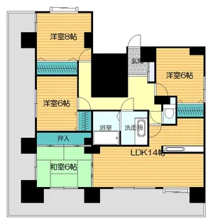 トーカンマンション共研公園 鹿児島市賃貸マンション【6階】の間取り