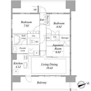 レーベンリヴァーレ竹園レジデンス【10階】の間取り