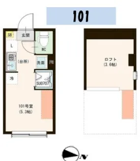 東京都江戸川区東小岩6【アパート】の間取り