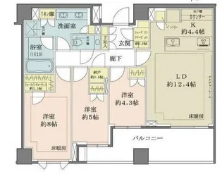 ザ・パークハウス千代田六番町【5階】の間取り