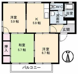 グランカーサ安岡 I棟【1階】の間取り