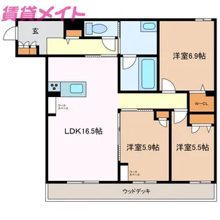 ヴィラ ルーエ【1階】の間取り