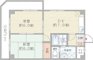 パインブルック東住吉【3階】の間取り