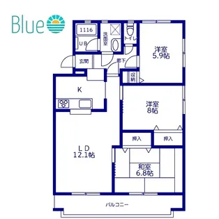 ル ソレイユ弥勒寺【1階】の間取り