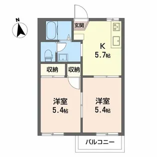 ドミールツボイB【2階】の間取り