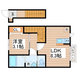 ガス割 第九弾 ESCONDITE卸町II【2階】の間取り