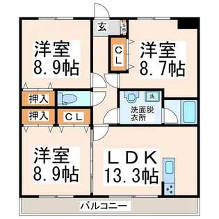 K&M京塚ハイツ【3階】の間取り