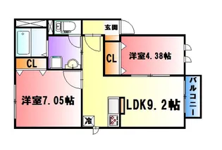 プリンシパル栗生【2階】の間取り