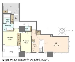 ドゥ・トゥールE棟【36階】の間取り