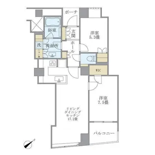 品川Vタワー タワー棟【21階】の間取り