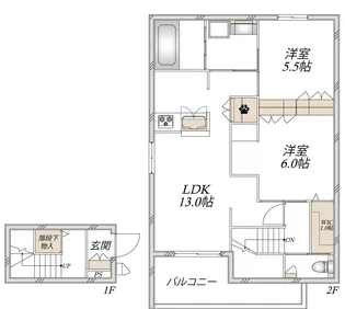 (仮称)稲城市押立ヘーベルメゾン【2階】の間取り