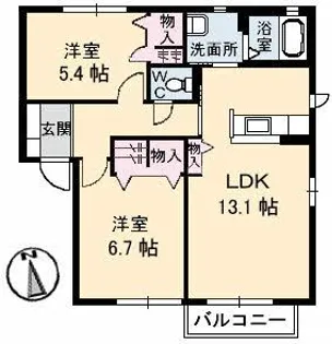 ハピネス A棟【1階】の間取り