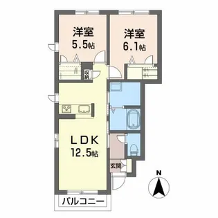 サンライズ大森A【1階】の間取り