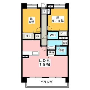 グリーンアップル【2階】の間取り