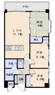 いよてつロフティ郡中【6階】の間取り