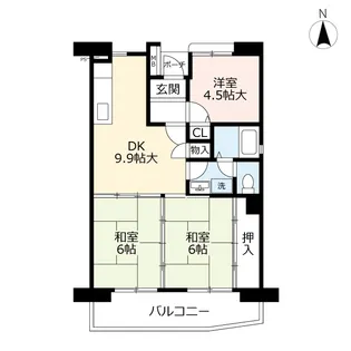 URアーベインルネス穴生【4階】の間取り