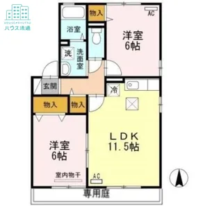 ウィルモア宮小路A棟【1階】の間取り