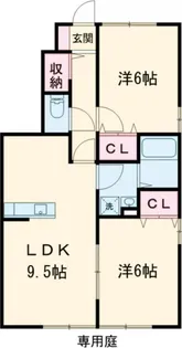 ローズコート梨子ノ木【1階】の間取り