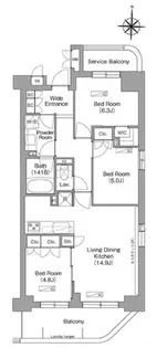 東京都東村山市富士見町1【マンション】の間取り
