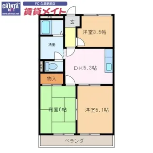 ペアーハイツA・B【2階】の間取り