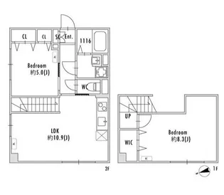 東京都世田谷区代沢3【マンション】の間取り