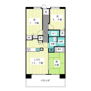 アーバンラフレ虹ヶ丘中5号棟【5階】の間取り