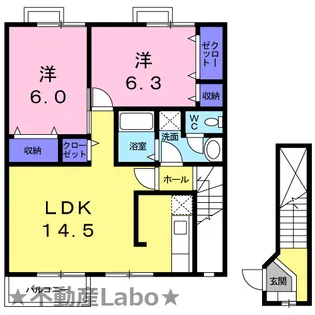 徳島県板野郡藍住町奥野字猪熊【アパート】の間取り