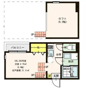ハーモニーテラス南小泉【2階】の間取り