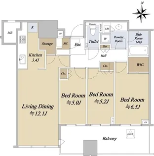 梅田ガーデンレジデンス【35階】の間取り