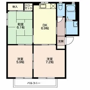 バリュージュNakamichi A【2階】の間取り