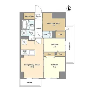 ドゥーエ尾久【8階】の間取り