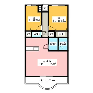 グランディールK【2階】の間取り