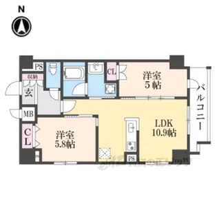 ジオエント四条大宮【4階】の間取り