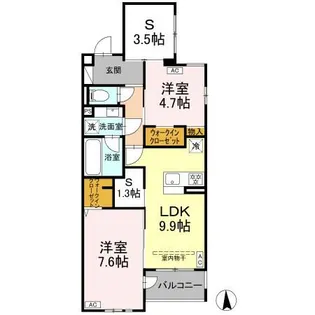 セレスティア上井草【3階】の間取り