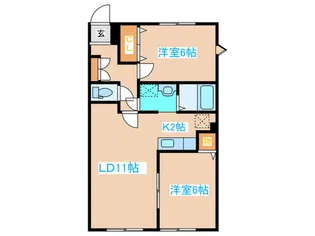 ルシ-ル月寒【1階】の間取り